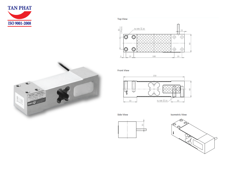 Loadcell Zemic L6E3 - Bản vẽ kỹ thuật loadcell L6E3 Loadcell Zemic L6E3 - Bản vẽ kỹ thuật loadcell L6E3