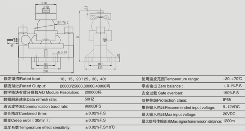 Loadcell QSD Keli 30 tấn - Bản vẽ cấu tạo loadcell QSD 30 tấn Loadcell QSD Keli 30 tấn - Bản vẽ cấu tạo loadcell QSD 30 tấn